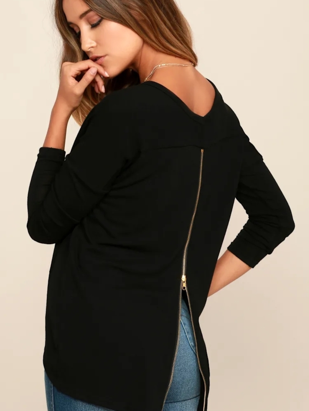 Lulu's Black Knit Sweater Top